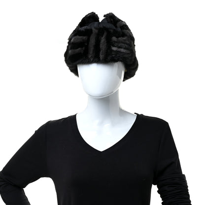 Louis Vuitton Polyester Silk Mink Fur Hat Black 2 of 5