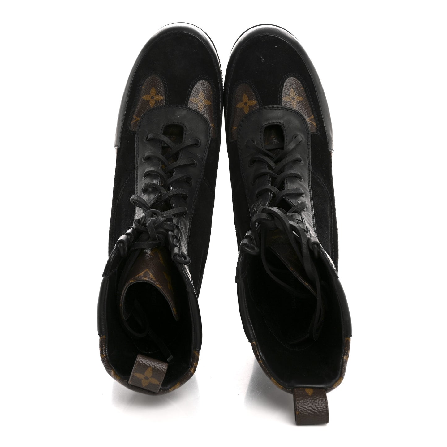 Suede Calfskin Monogram Laureate Platform Desert Boots 41 Black