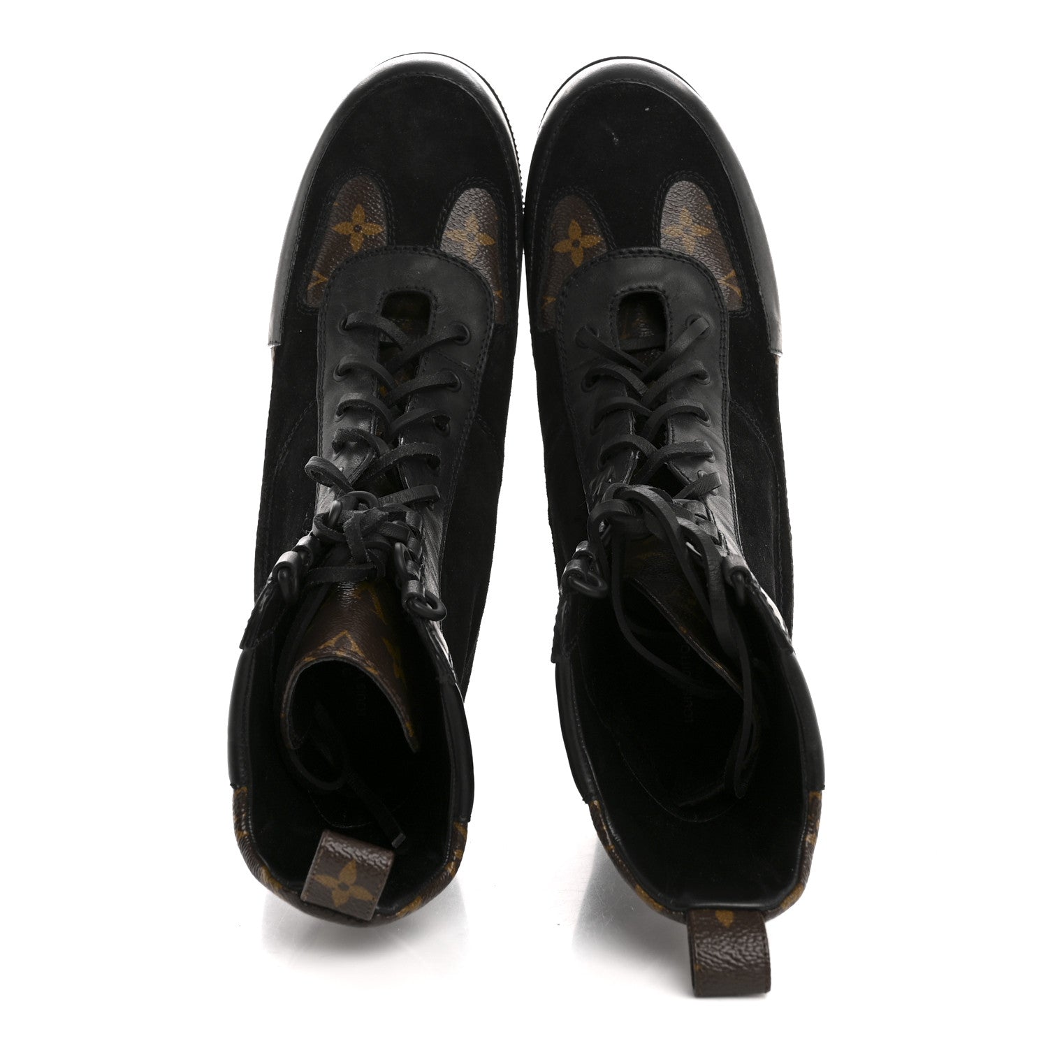 Louis Vuitton Suede Calfskin Monogram Laureate Platform Desert Boots 41 Black 2 of 10