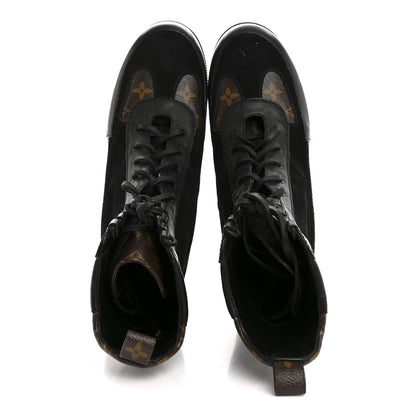 Louis Vuitton Suede Calfskin Monogram Laureate Platform Desert Boots 41 Black 2 of 10