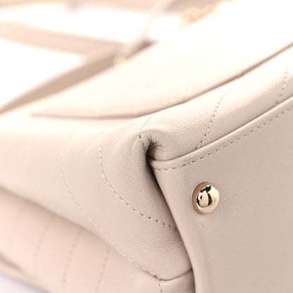 Chanel Grained Calfskin Small Chevron Chic Top Handle Flap Beige 10 of 17