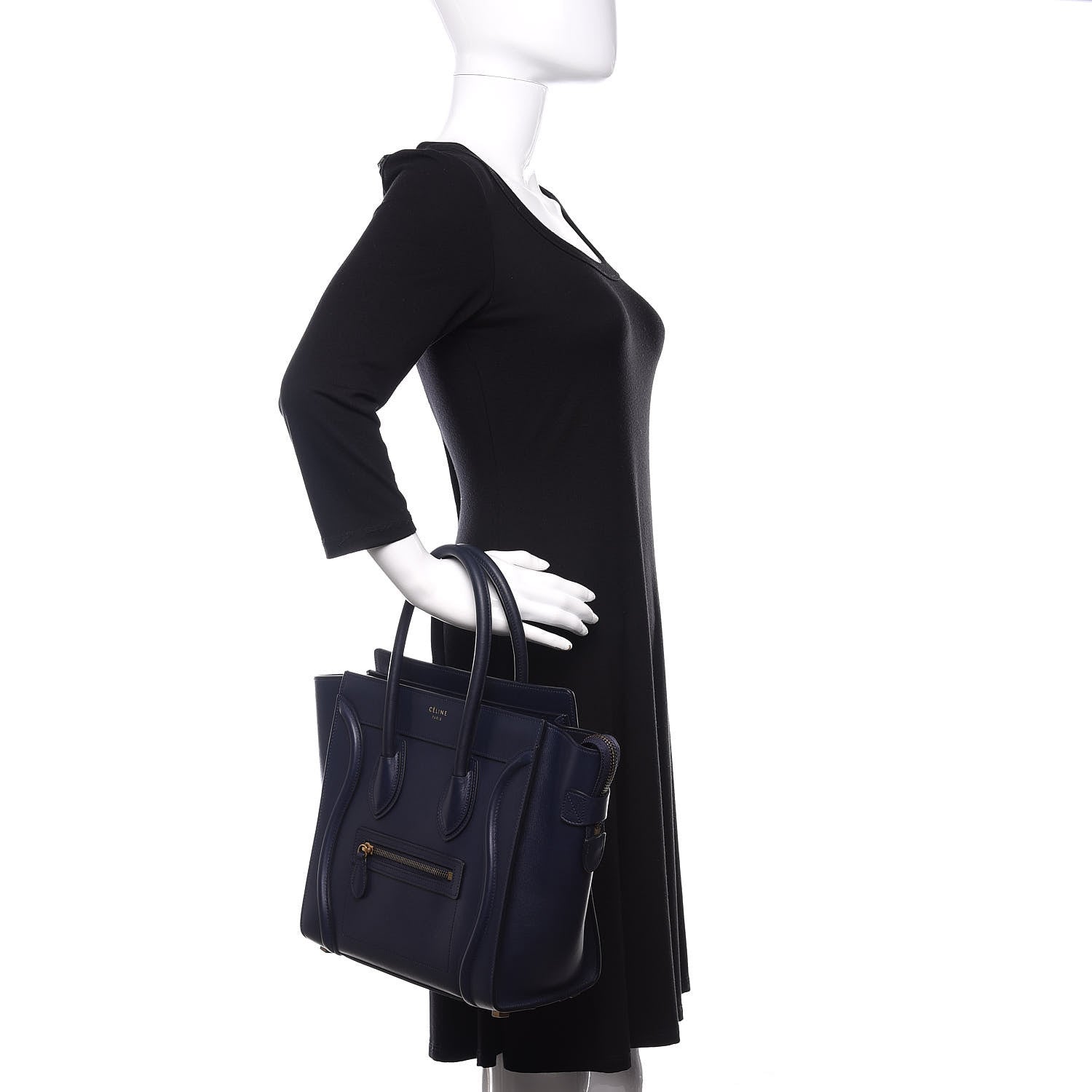 Celine Smooth Calfskin Micro Luggage Navy Blue 2 of 9