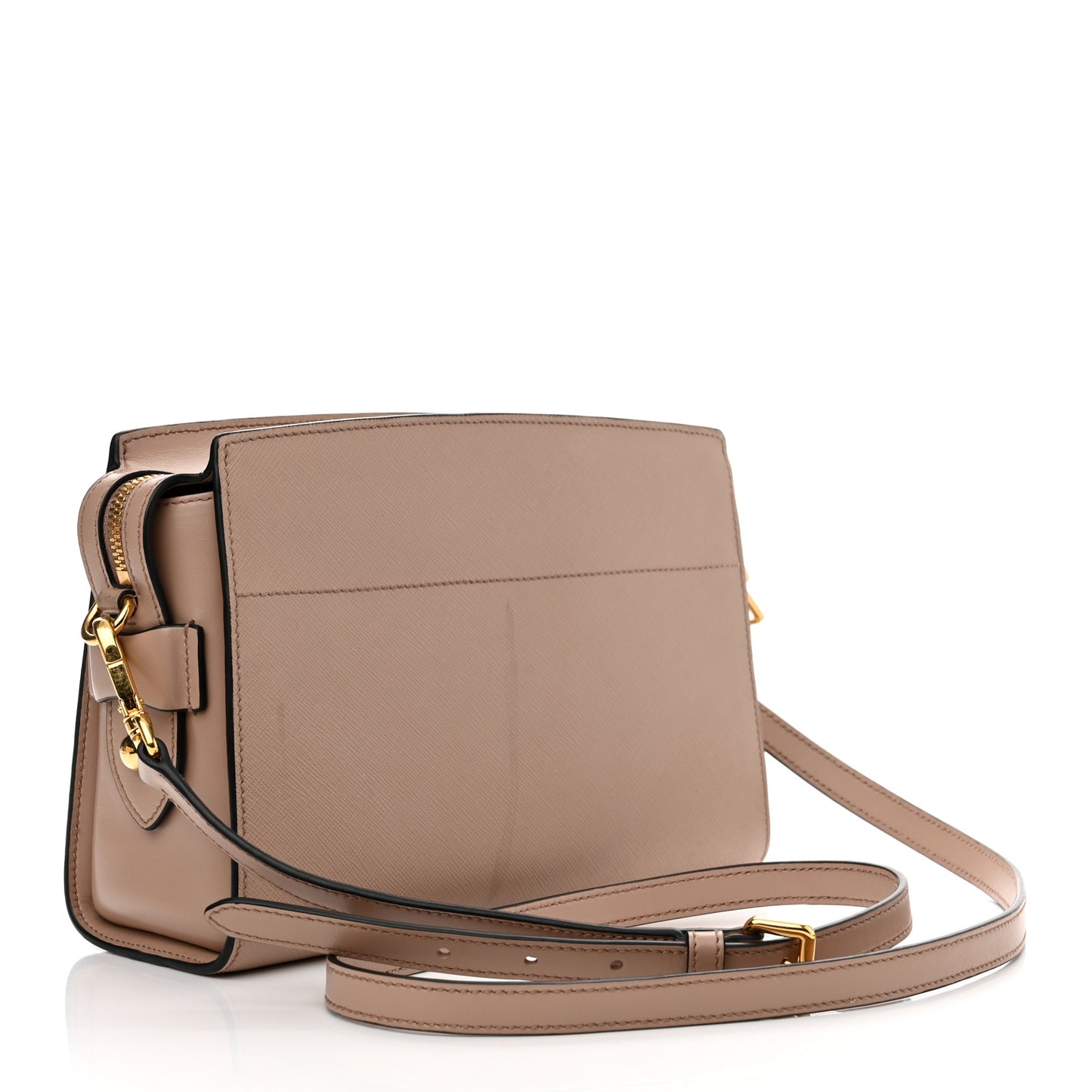 Saffiano City Calfskin Esplanade Crossbody Bag Cipria