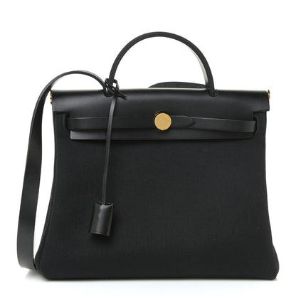 Hermes Military Toile Vache Hunter Herbag Zip PM 31 Black 2 of 17