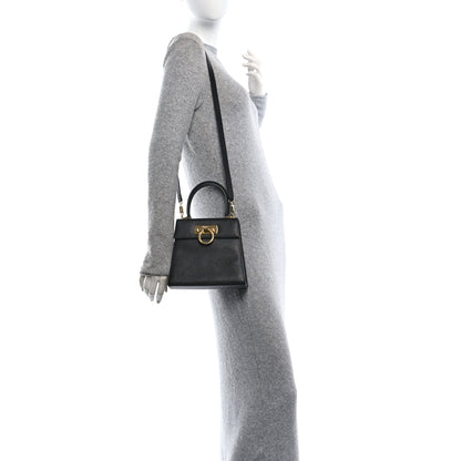 Salvatore Ferragamo Hammered Calfskin Small Iconic Top Handle Bag Black 4 of 12