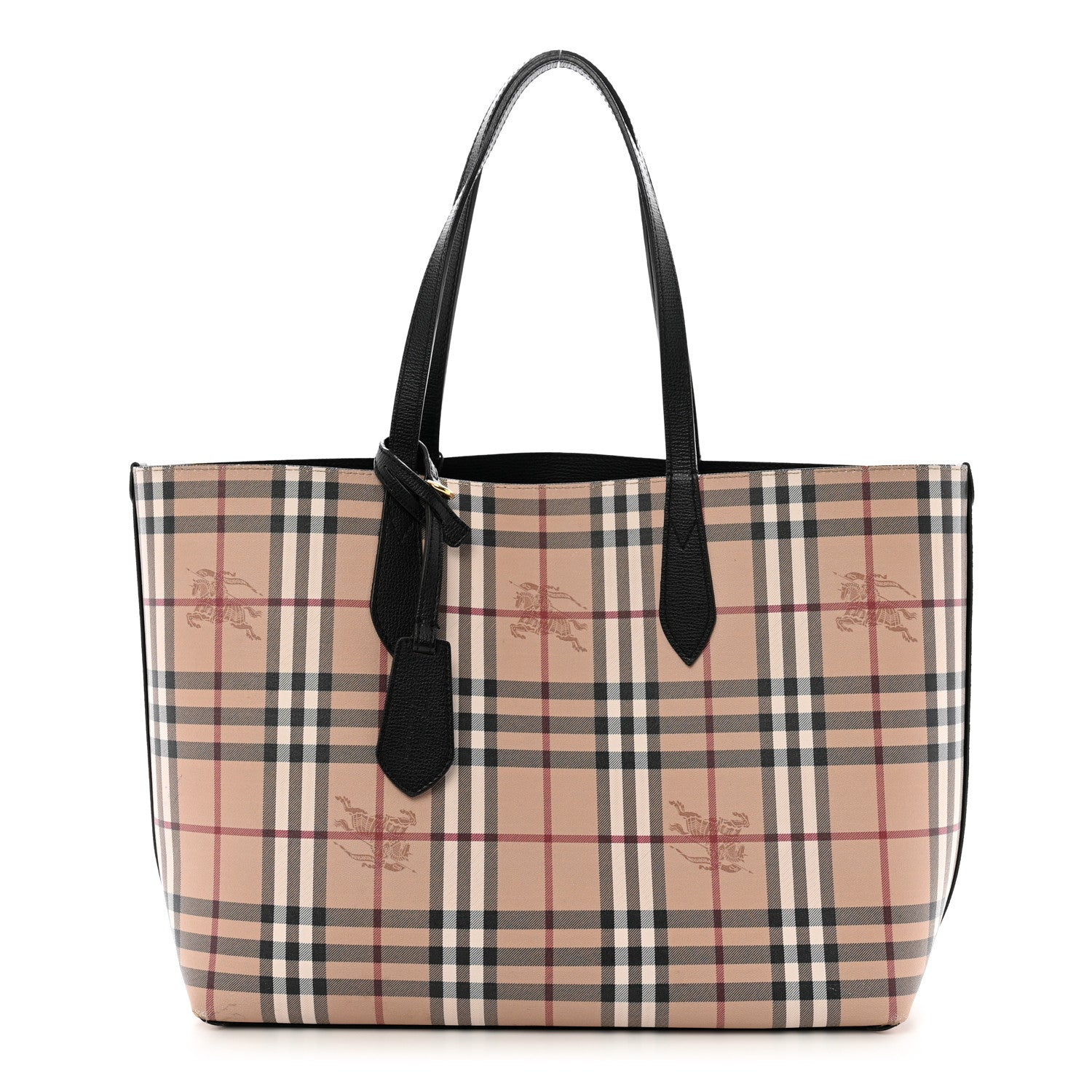 Burberry Grainy Calfskin Haymarket Check Medium Reversible Tote Black 1 of 12