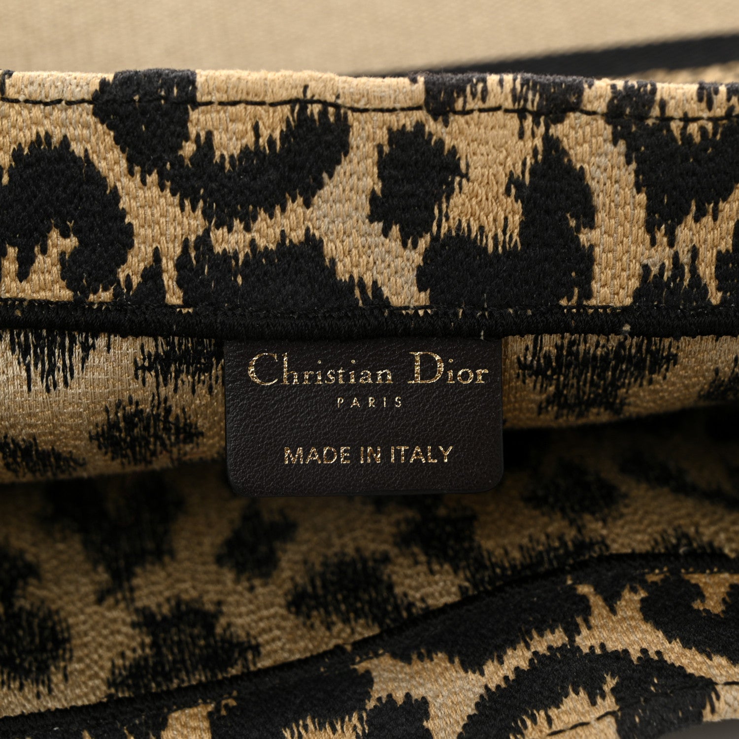 Christian Dior Canvas Mizza Embroidered Large Leopard Book Tote Beige 5 of 9