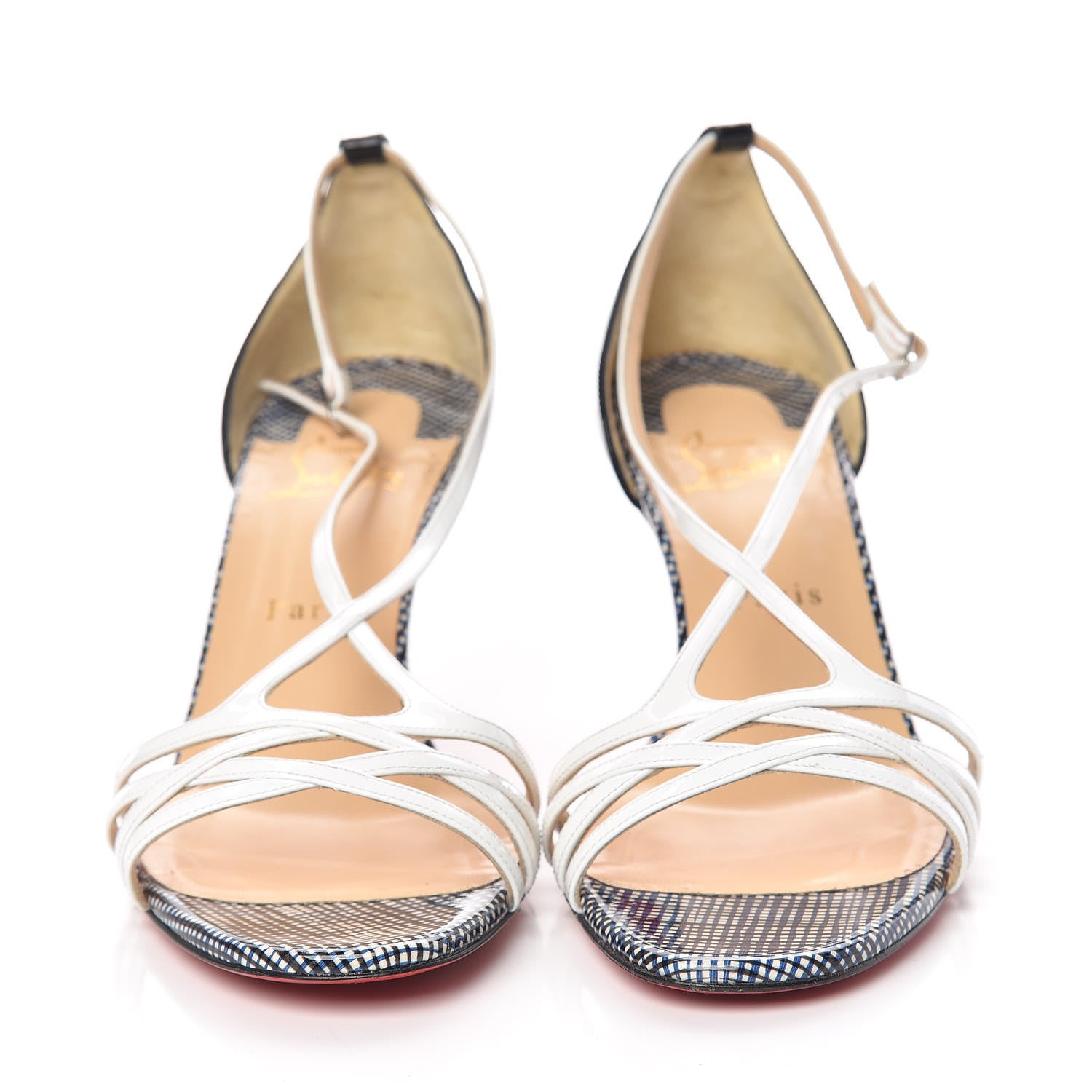 Christian Louboutin Patent Strappy 70 Sandals 40.5 Black Latte 2 of 13