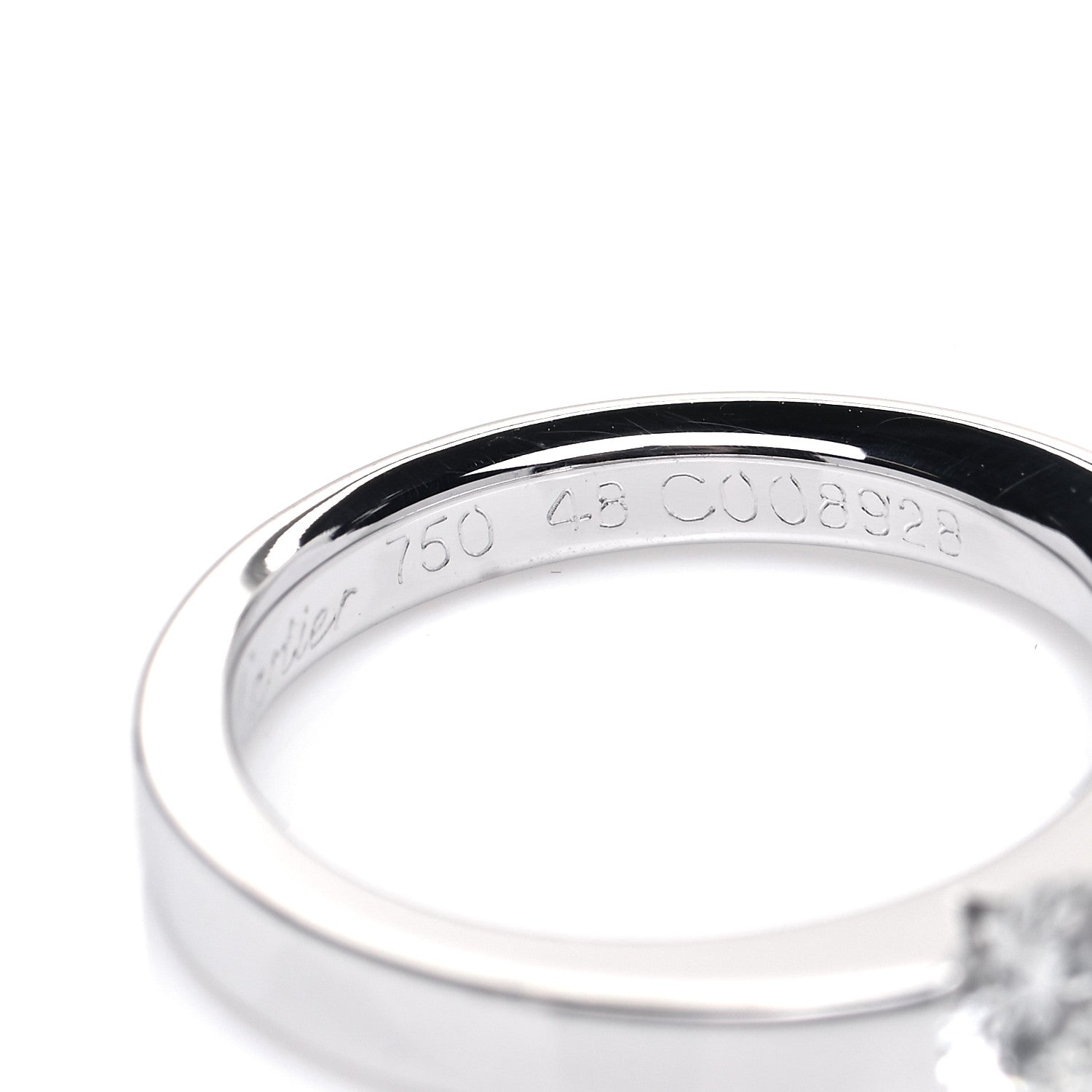 Cartier 18K White Gold Diamond .34ct Date Solitaire Ring 48 4.5 5 of 6