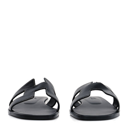 Hermes Box Calfskin Oran Sandals 40 Black 2 of 9