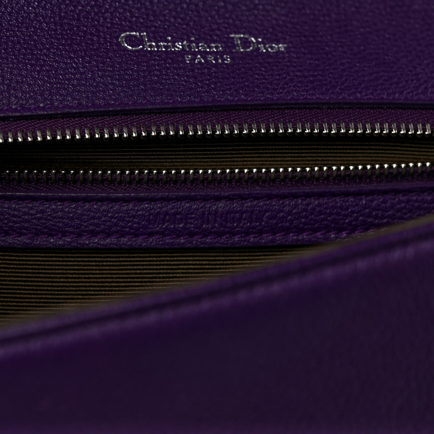 Grained Calfskin Medium Diorama Flap Bag Purple