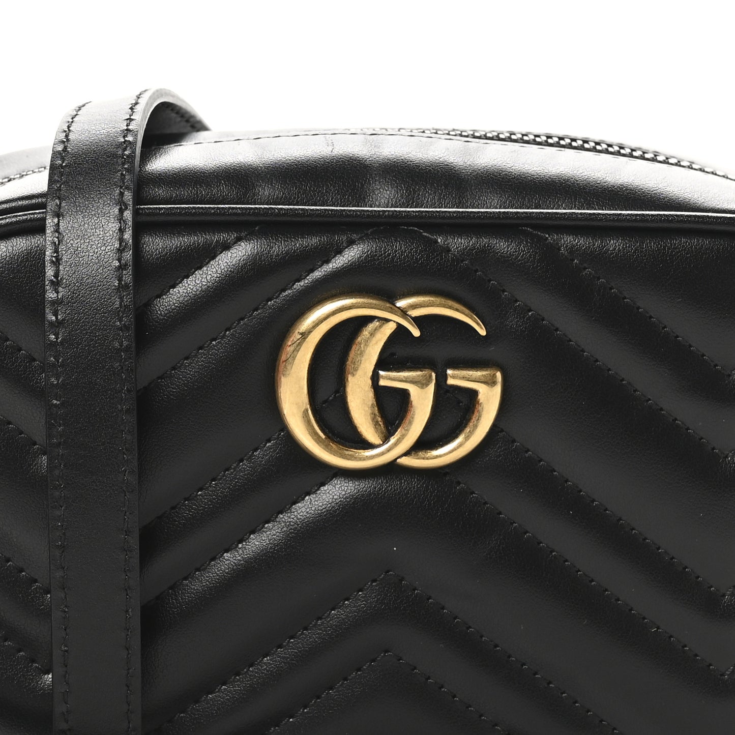 Calfskin Matelasse Mini GG Marmont Chain Shoulder Bag Black