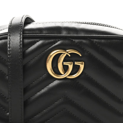 Gucci Calfskin Matelasse Mini GG Marmont Chain Shoulder Bag Black 8 of 11