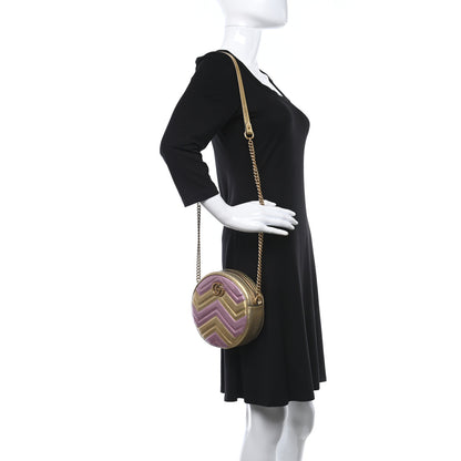 Gucci Metallic Nappa Matelasse Heart Mini GG Marmont Round Shoulder Bag Oro Vecchio Rosa 2 of 10