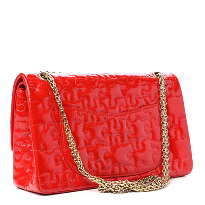 Chanel Crackled Patent Calfskin Puzzle Reissue 226 Flap Red 3 of 10