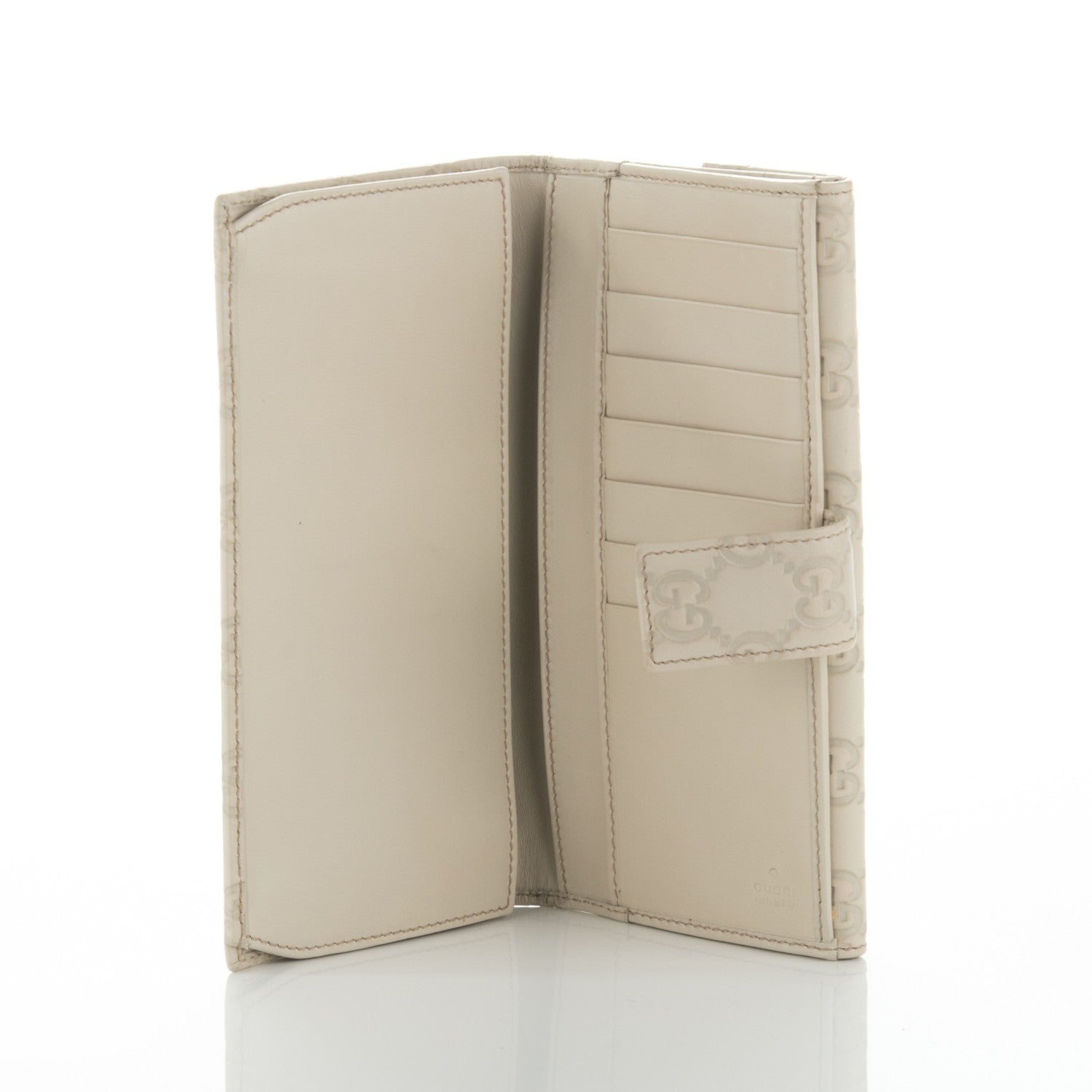 Gucci Guccissima Margaux Calfskin Metal Bar Continental Flap Wallet Mystic White 5 of 7