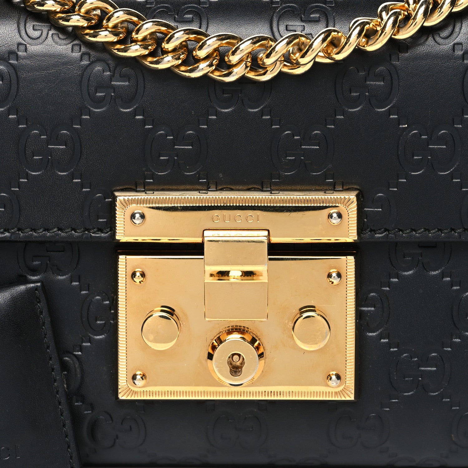 Gucci Guccissima Small Padlock Shoulder Bag Black 9 of 11