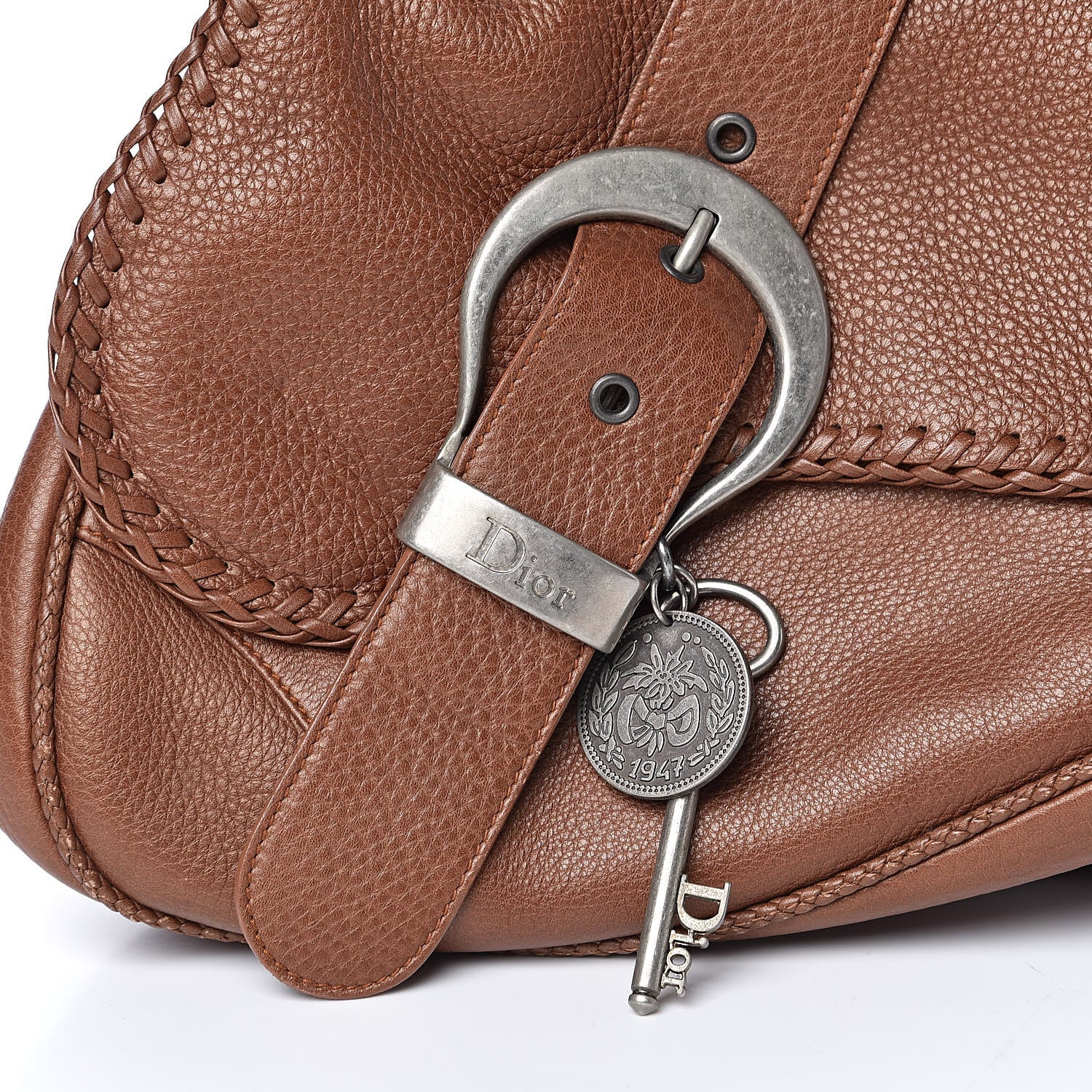 Christian Dior Calfskin Braided Gaucho Double Saddle Bag Brown 15 of 23