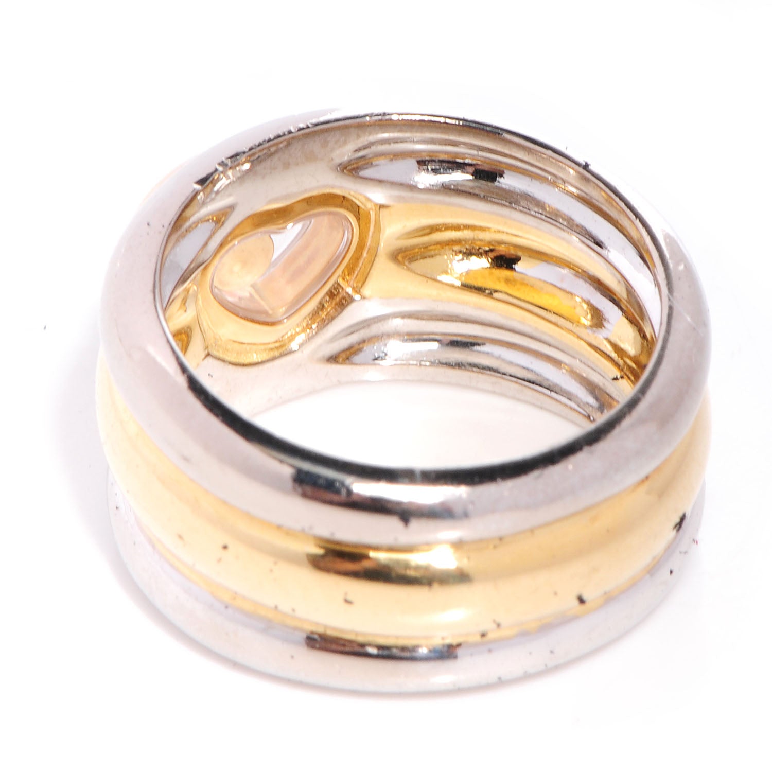 Chopard 18k White and Yellow Gold Happy Diamonds Heart Ring 6.5 4 of 5