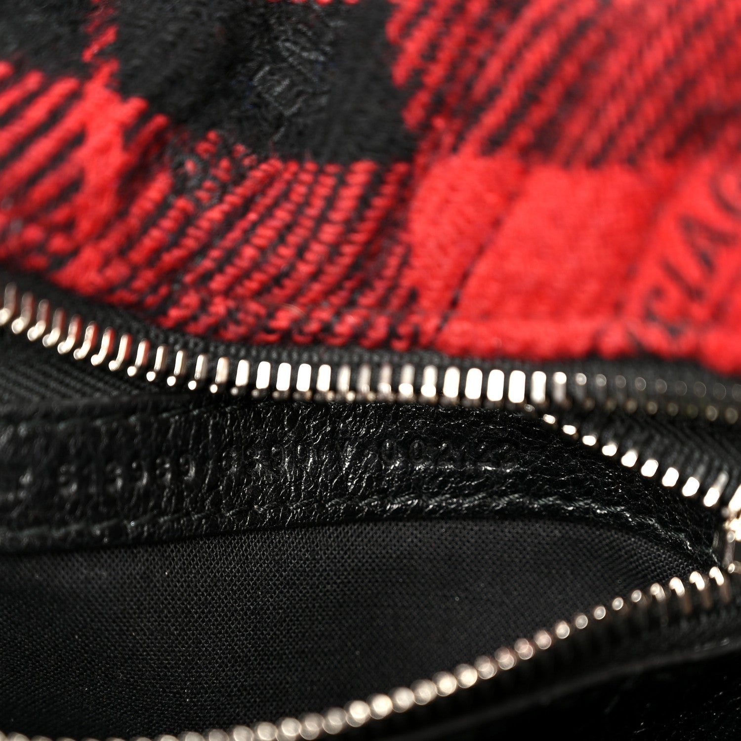 Balenciaga Wool Cuir Arena Plaid Diagonal Allover Logo Matelasse XS Bazar Shopper Tote Red Black 7 of 11