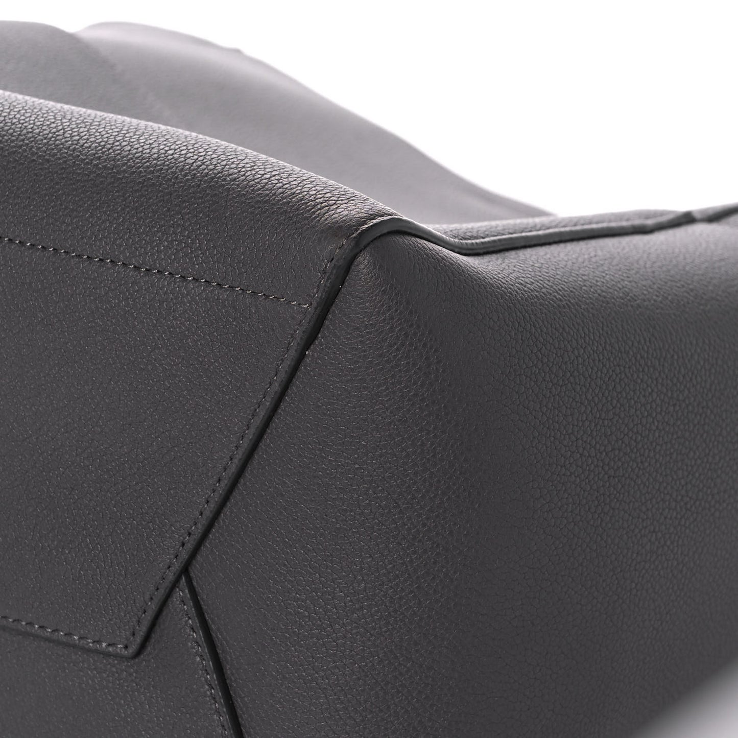 Soft Grained Calfskin Sangle Bucket Bag Grey