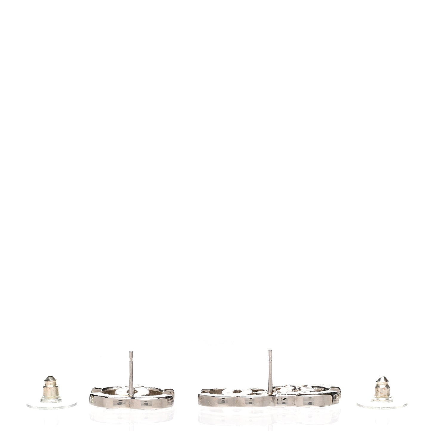 Baguette Crystal Double CC Earrings Silver