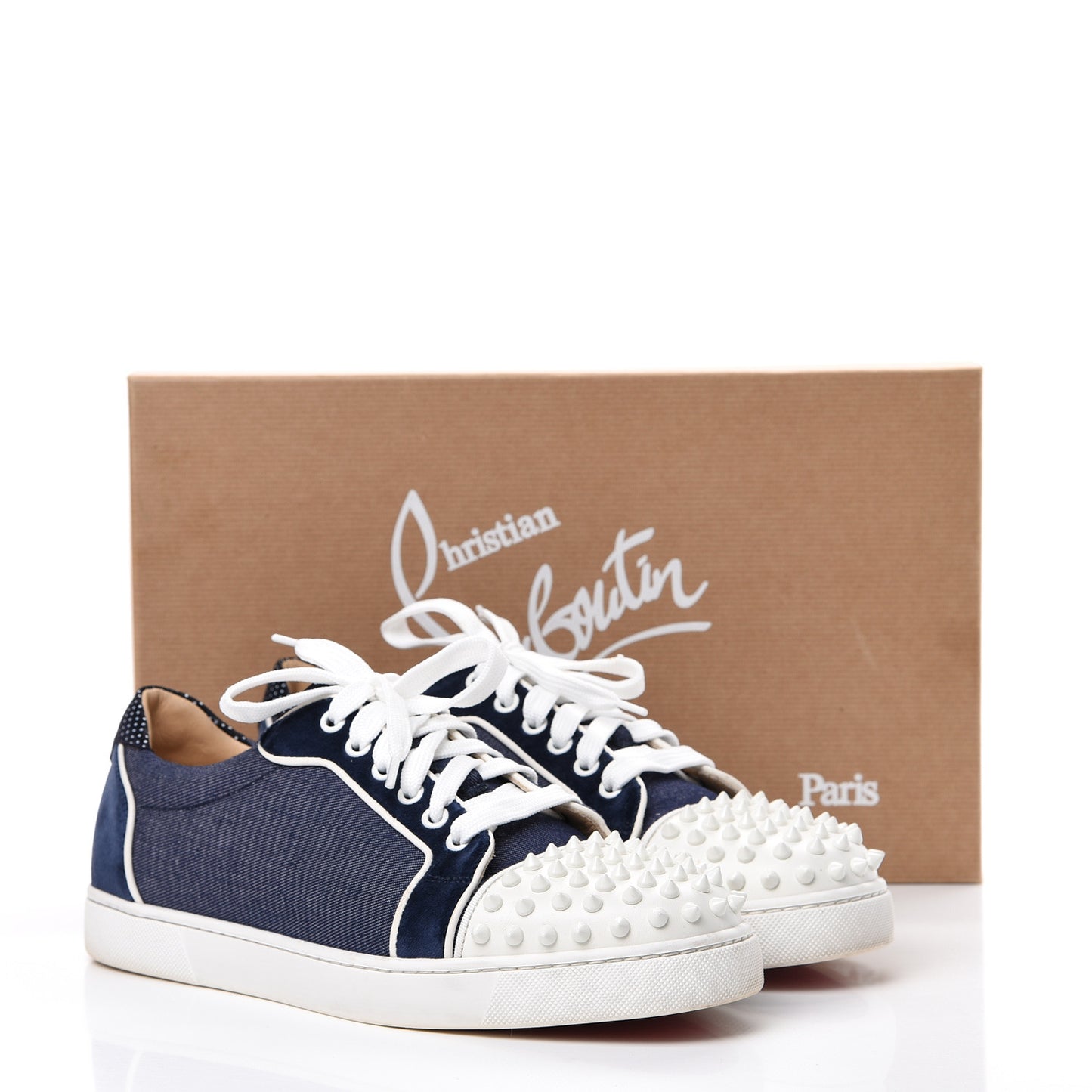 Denim Velours Spikes Vieira Flat Sneaker 41 Navy Latte
