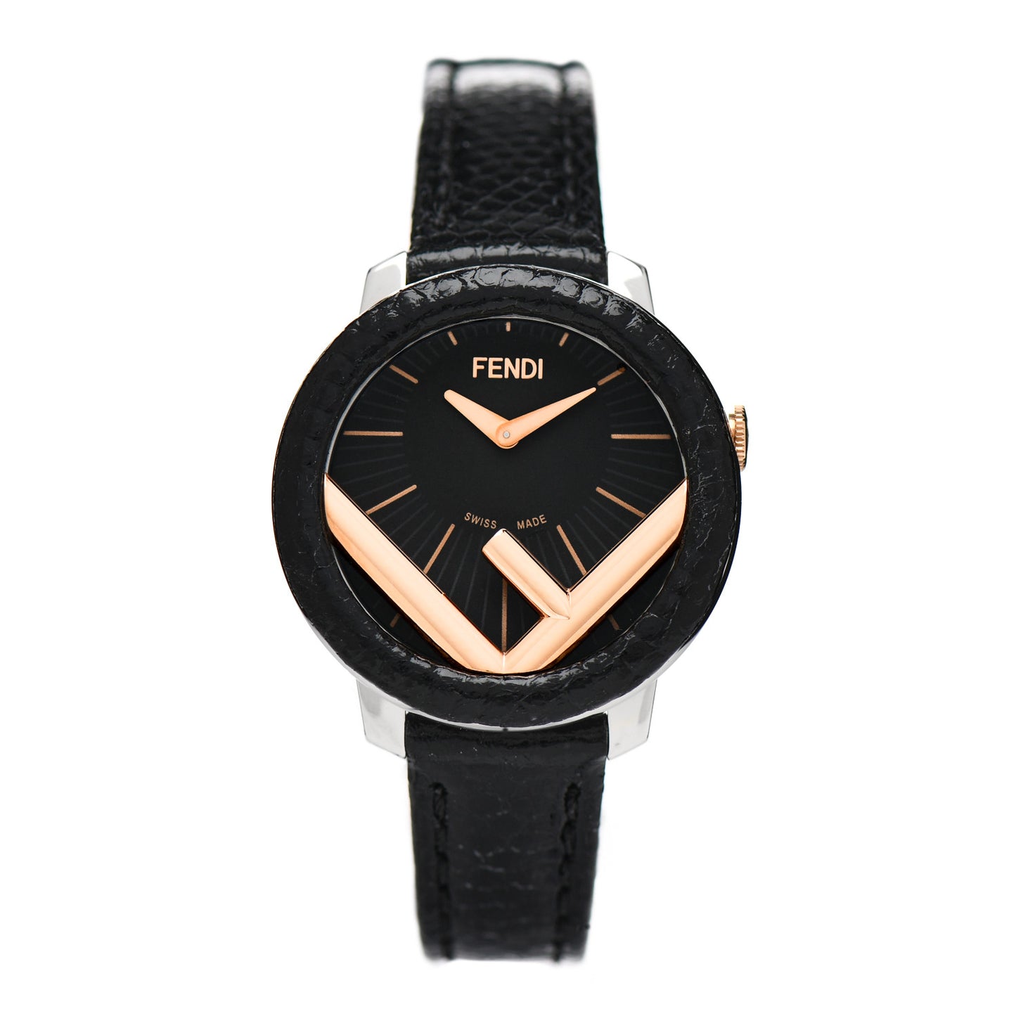 Stainless Steel Calfskin 28mm Run Away Quartz Watch Black