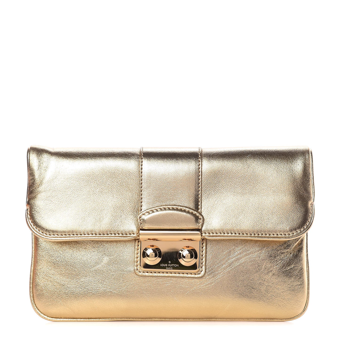 Metallic Lambskin SC Slim Clutch Gold