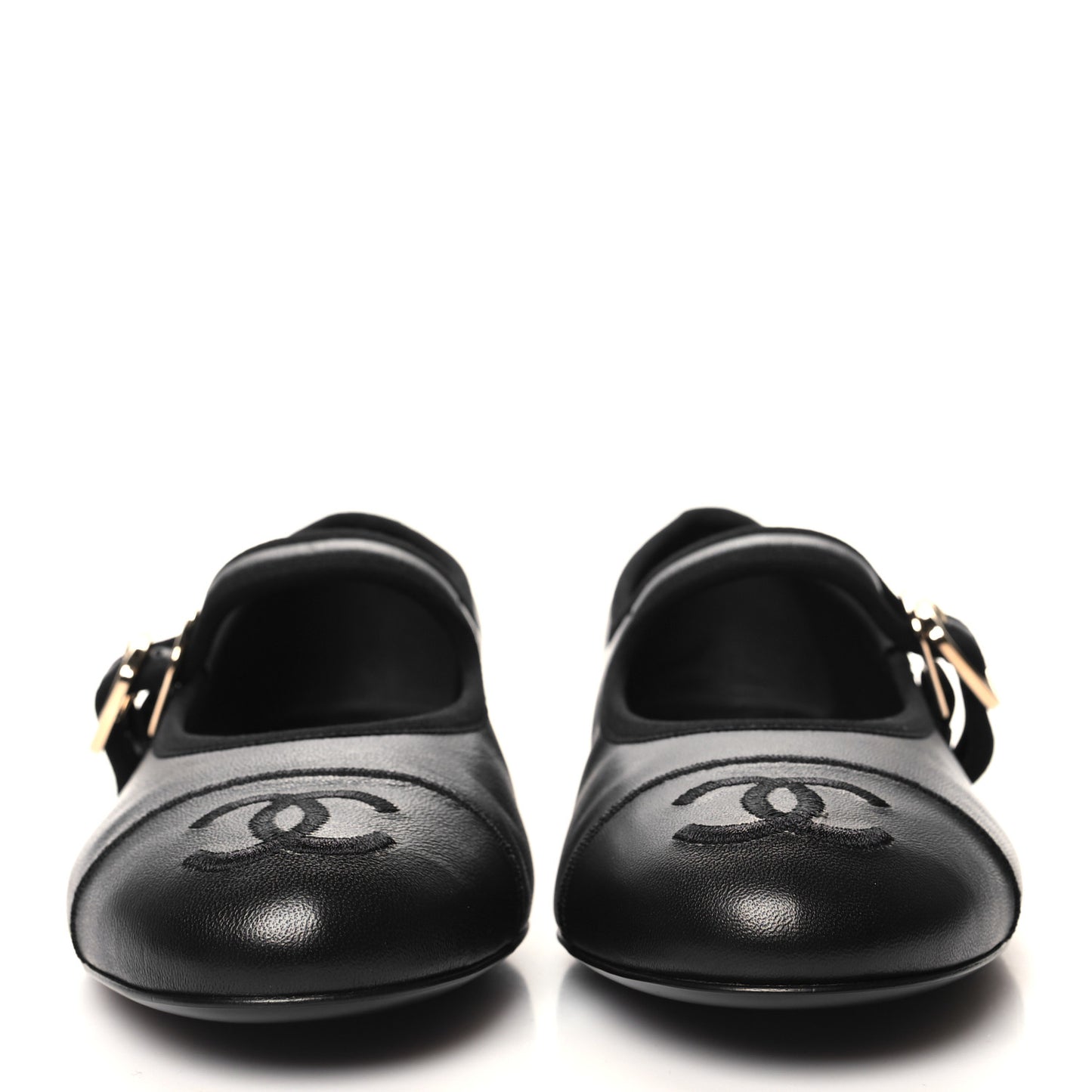 Lambskin Mary Jane Flats 36 Black