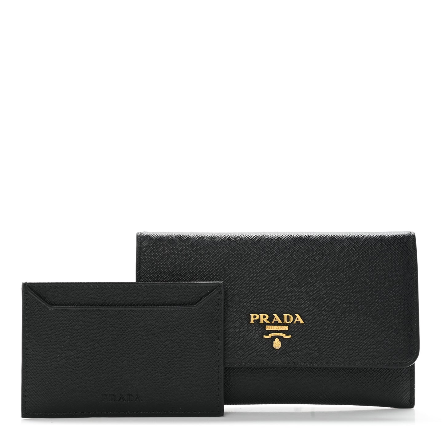 Saffiano Metal Flap Wallet Black