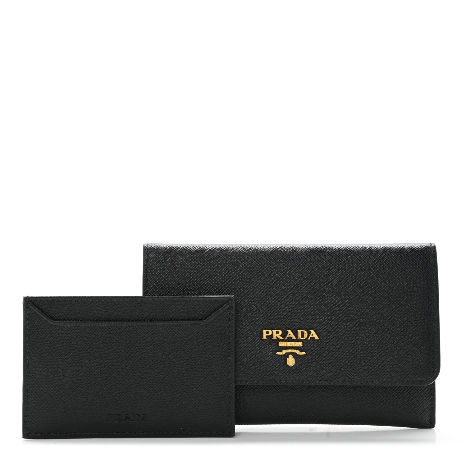 Prada Saffiano Metal Flap Wallet Black 1 of 6