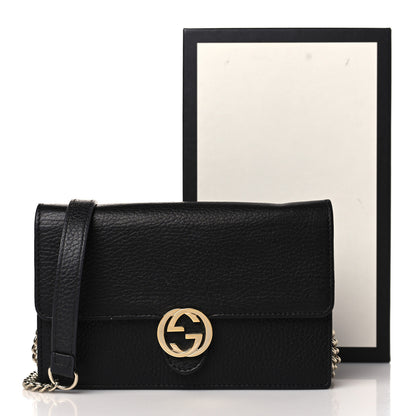 Gucci Dollar Calfskin Interlocking G Chain Wallet Black 9 of 9