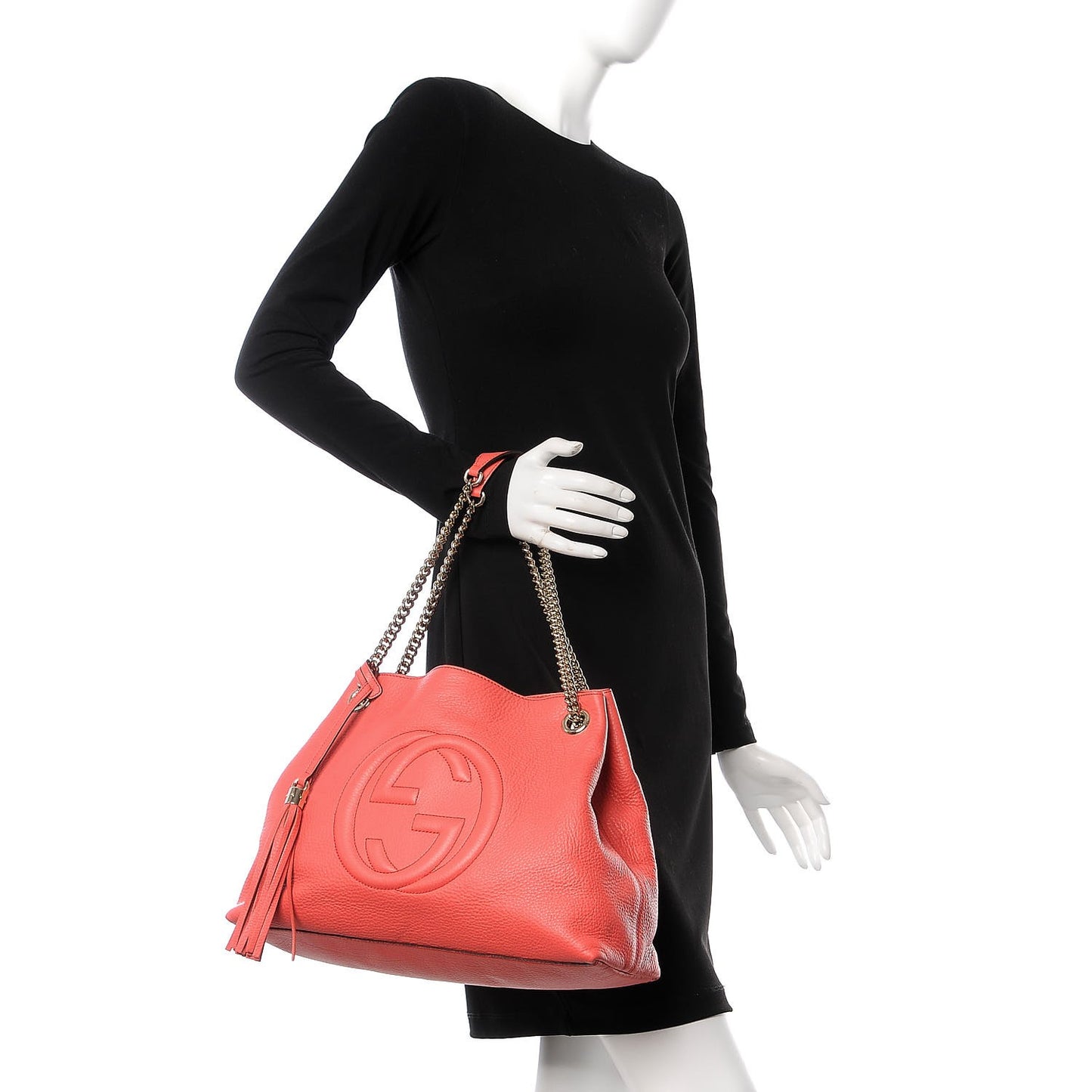 Pebbled Calfskin Medium Soho Chain Shoulder Bag Begonia Pink