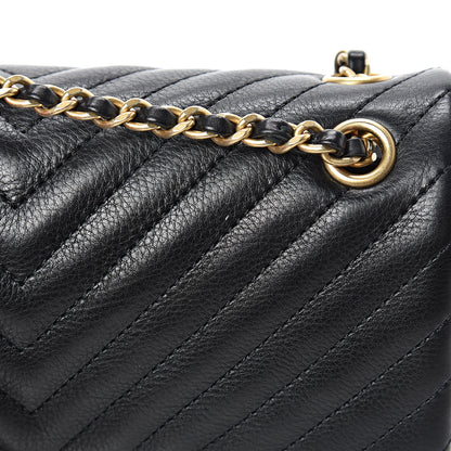 Chanel Calfskin Chevron Quilted Mini Rock The Corner Flap Black 10 of 13