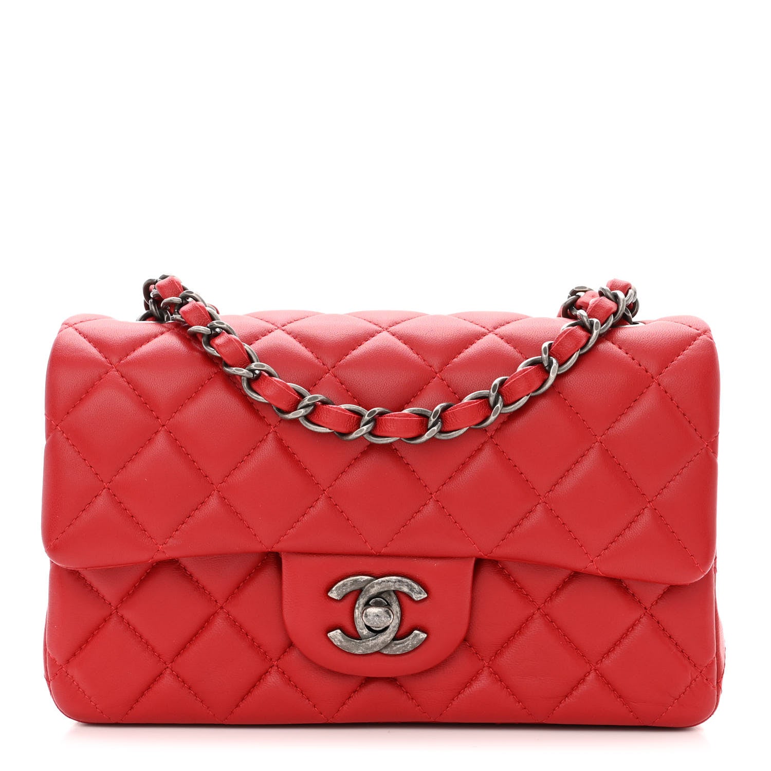 Chanel Lambskin Quilted Mini Rectangular Flap Red 1 of 11