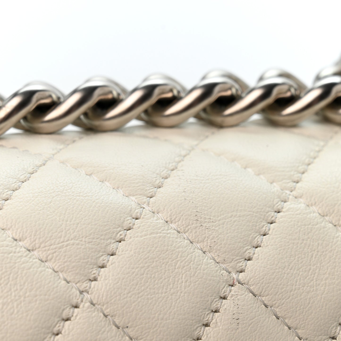 Lambskin Quilted Medium Boy Flap White