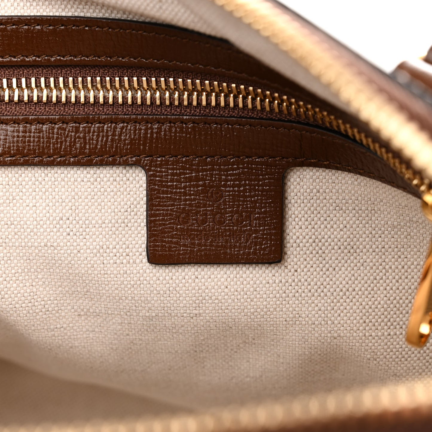 GG Supreme Monogram Azalea Calfskin Small Horsebit 1955 Top Handle Bag Beige Ebony Brown Sugar