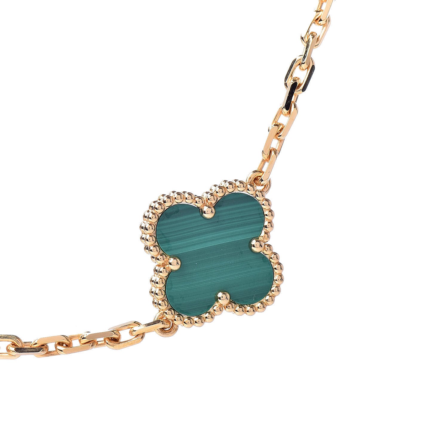 Van Cleef & Arpels 18K Yellow Gold Malachite 10 Motifs Vintage Alhambra Necklace 4 of 7