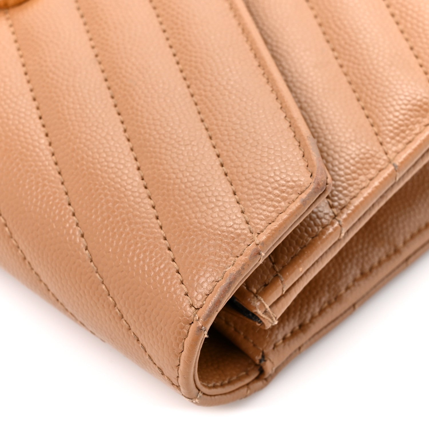 Saint Laurent Grain De Poudre Matelasse Chevron Monogram Envelope Chain Wallet Natural Dark 14 of 15