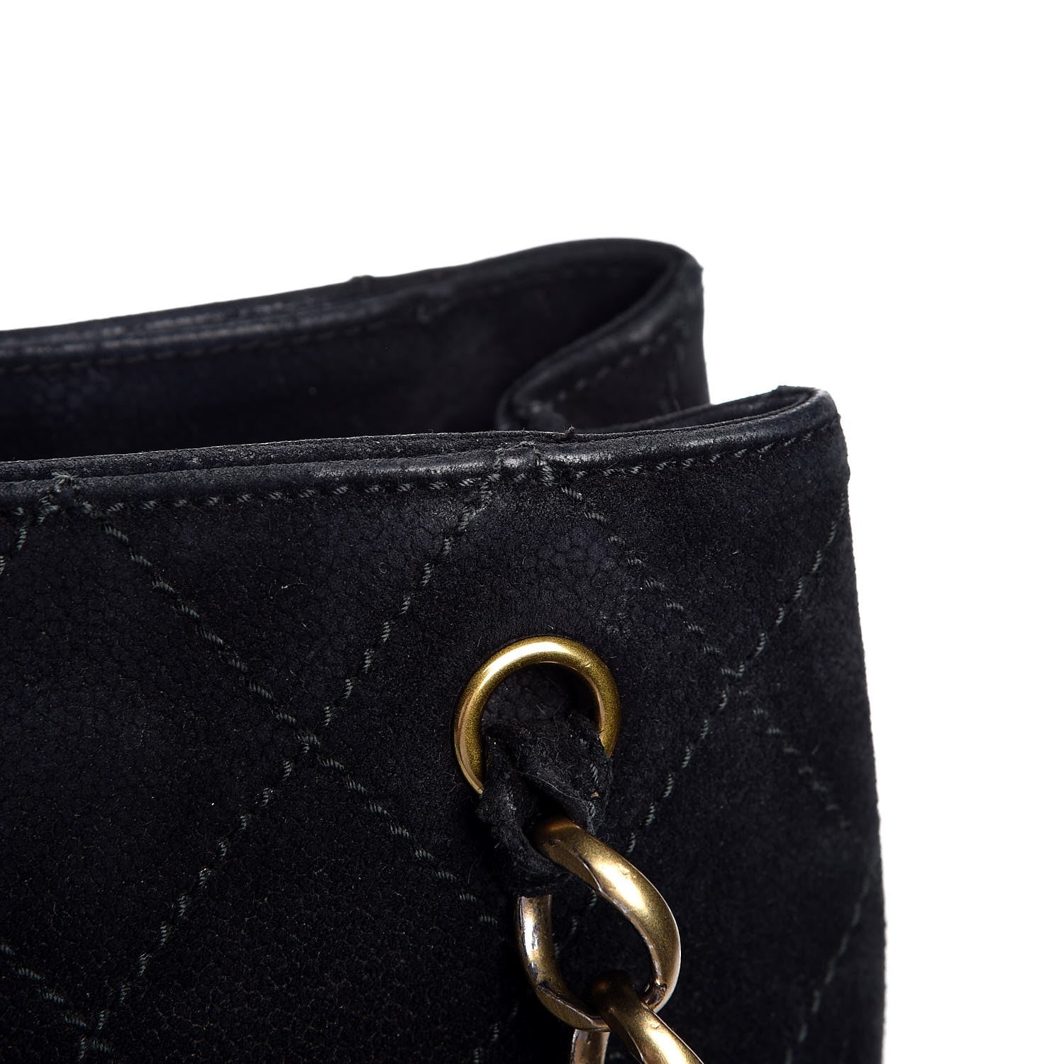 Chanel Suede Stitched Shoulder Bag Black 10 of 11