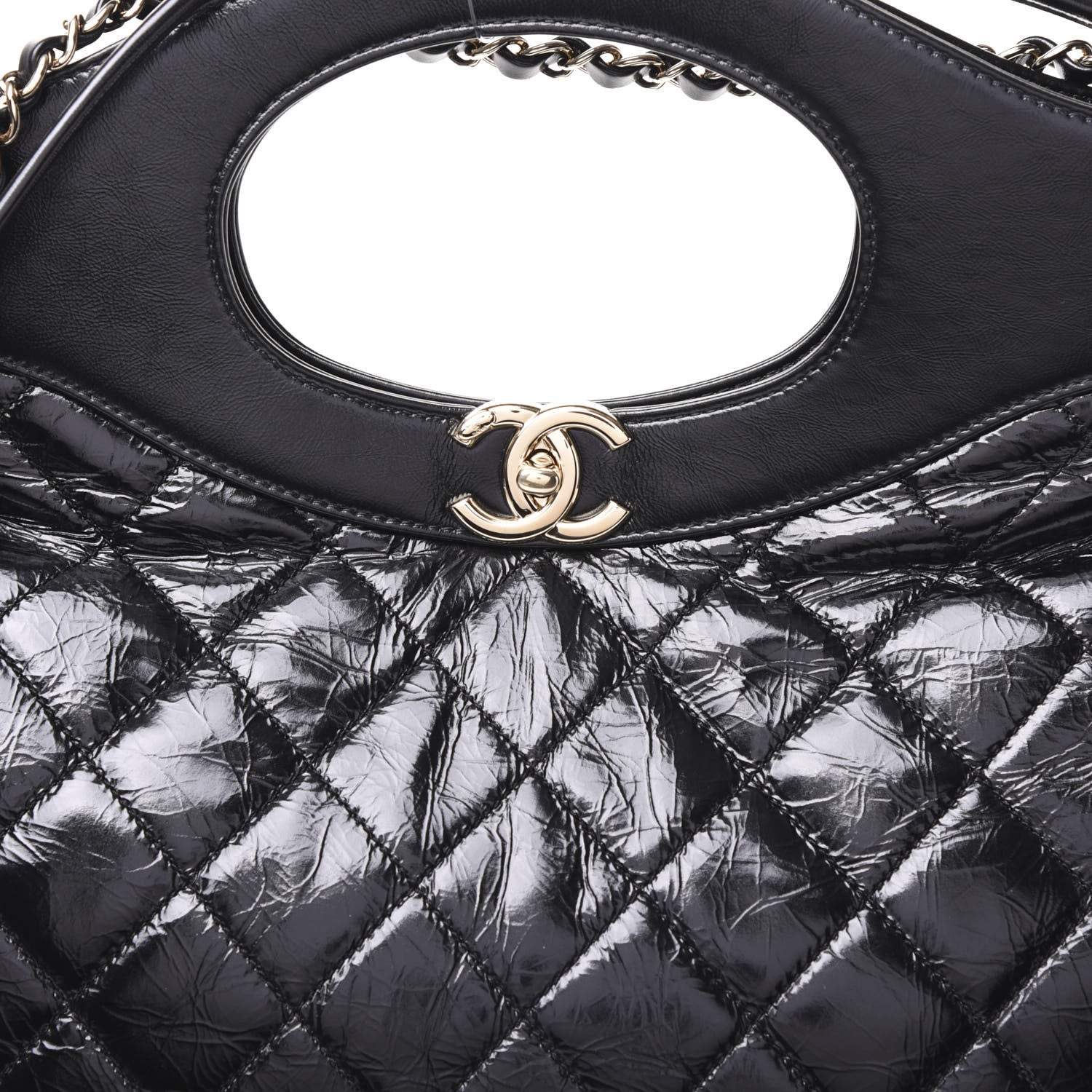 Chanel Aged Calfskin Quilted Large 31 Shopping Bag Black 9 of 10