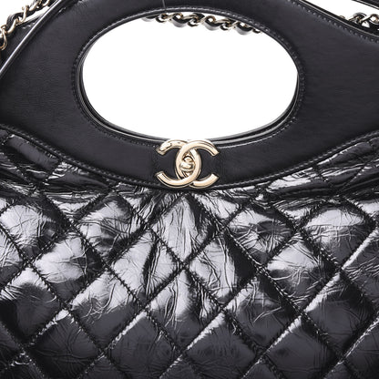 Chanel Aged Calfskin Quilted Large 31 Shopping Bag Black 9 of 10