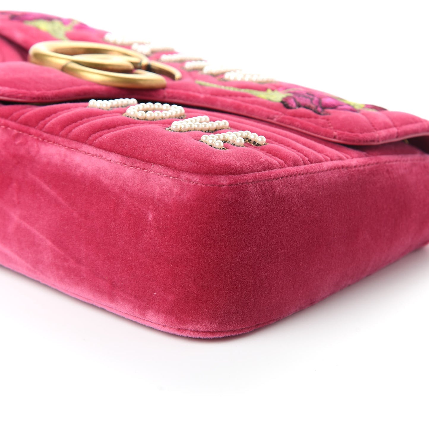Velvet Matelasse Blind for Love Embroidered Medium GG Marmont Shoulder Bag Light Raspberry Rose Multicolor