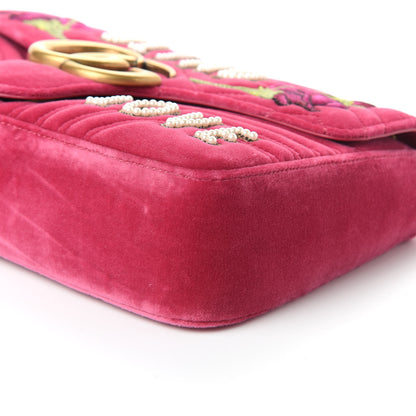 Gucci Velvet Matelasse Blind for Love Embroidered Medium GG Marmont Shoulder Bag Light Raspberry Rose Multicolor 7 of 10