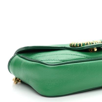 Gucci Azalea Calfskin Enamel Matelasse Diagonal Super Mini Torchon GG Marmont Shoulder Bag New Shamarock Emerald 8 of 9