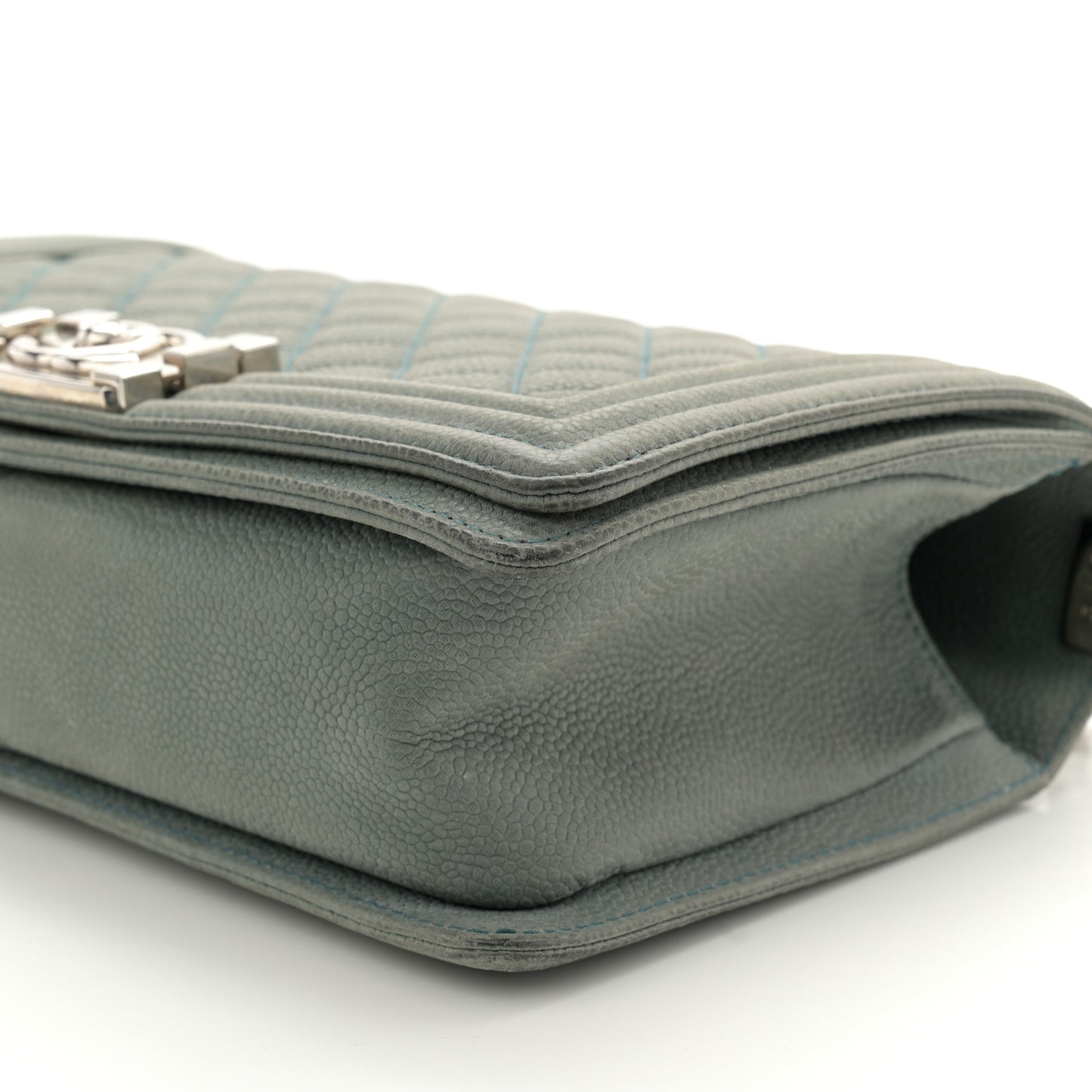 Caviar Quilted Medium Boy Flap Vert Fonce