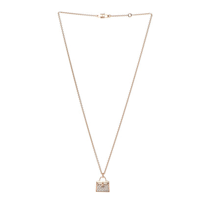 Hermes 18K Rose Gold Diamond Kelly Amulettes Pendant Necklace 3 of 6