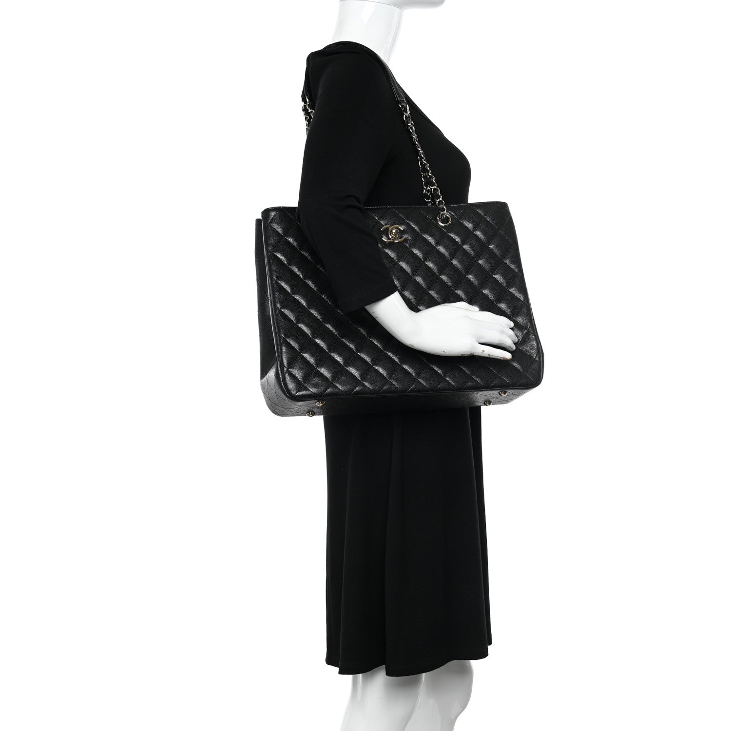 Chanel Caviar Quilted Large Shopping Tote Black 2 of 12