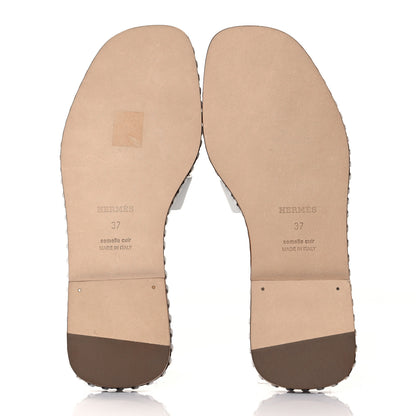 Hermes Calfskin Braided Oran Sandals 37 White 5 of 10